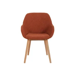 Chaise avec accoudoirs en tissu bouclette terracotta - Altea