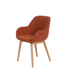 Chaise avec accoudoirs en tissu bouclette terracotta - Altea