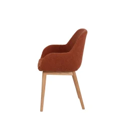 Chaise avec accoudoirs en tissu bouclette terracotta - Altea