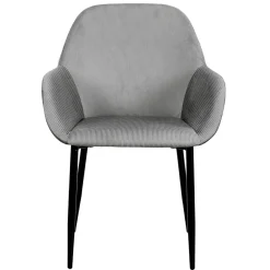 Chaise avec accoudoirs en velours côtelé gris - Julia