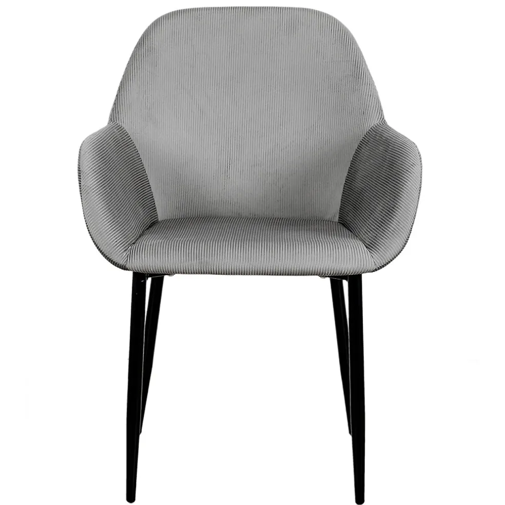 Chaise avec accoudoirs en velours côtelé gris - Julia