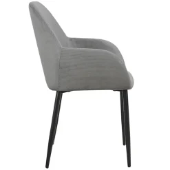 Chaise avec accoudoirs en velours côtelé gris - Julia