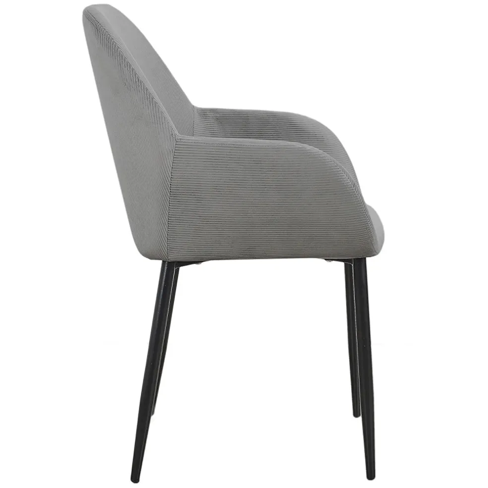 Chaise avec accoudoirs en velours côtelé gris - Julia