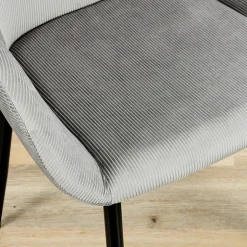 Chaise avec accoudoirs en velours côtelé gris - Julia