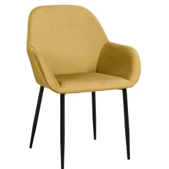 Chaise avec accoudoirs en velours côtelé moutarde - Julia