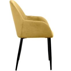Chaise avec accoudoirs en velours côtelé moutarde - Julia