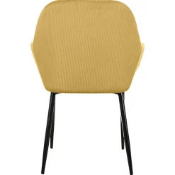 Chaise avec accoudoirs en velours côtelé moutarde - Julia