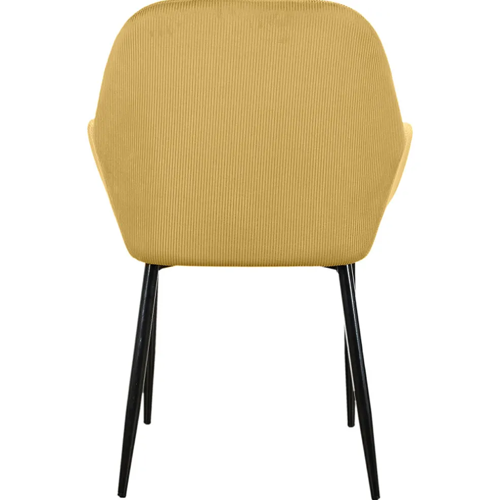 Chaise avec accoudoirs en velours côtelé moutarde - Julia