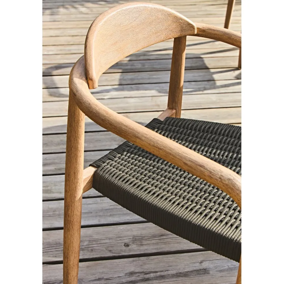 Chaise avec accoudoirs en bois d' eucalyptus noir - Anam