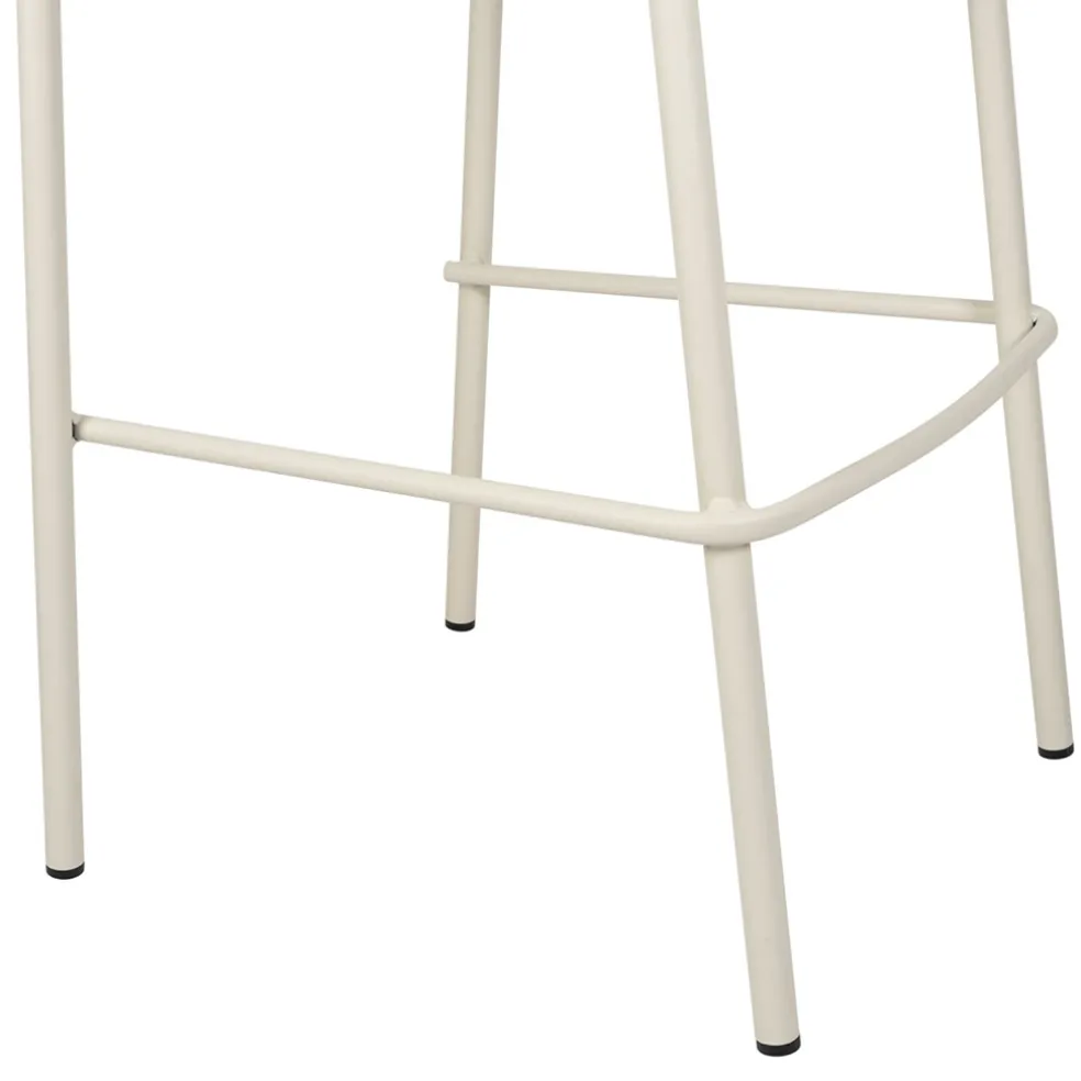 Chaise de bar d'extérieur avec coussin en tissu beige et blanc h97cm - Ajay