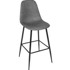 Chaise de bar effet cuir gris h70cm - Amber