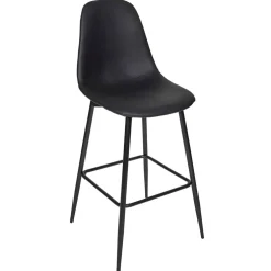 Chaise de bar effet cuir noir H70cm - Amber