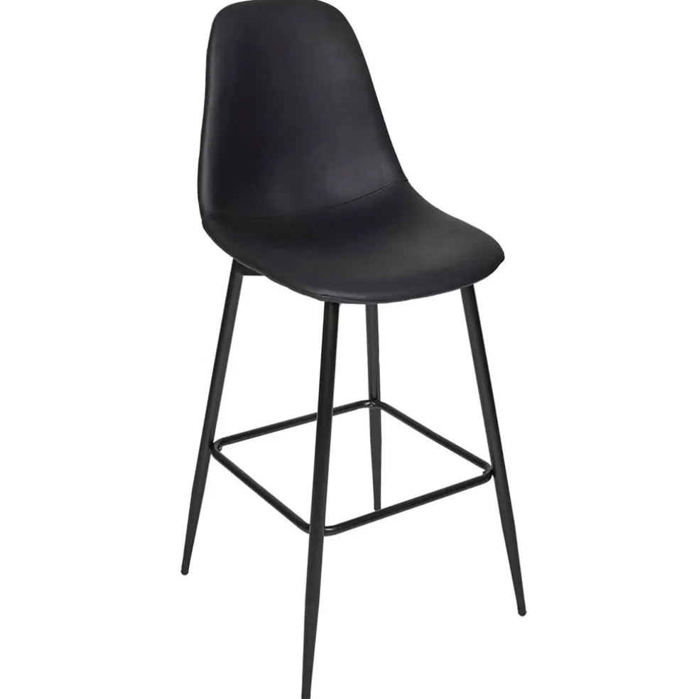 Chaise de bar effet cuir noir H70cm - Amber
