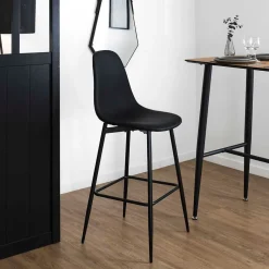 Chaise de bar effet cuir noir H70cm - Amber