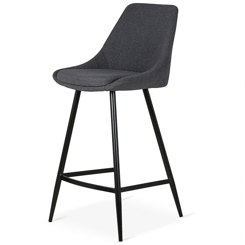 Chaise de bar en tissu gris foncé h67cm - Ben