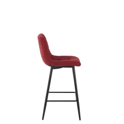 Chaise de bar en tissu matelassé cerise - Lilly