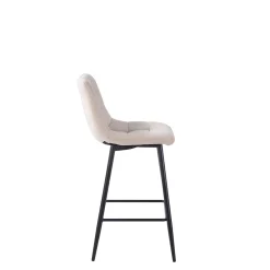 Chaise de bar en tissu matelassé blanc ivoire - Lilly