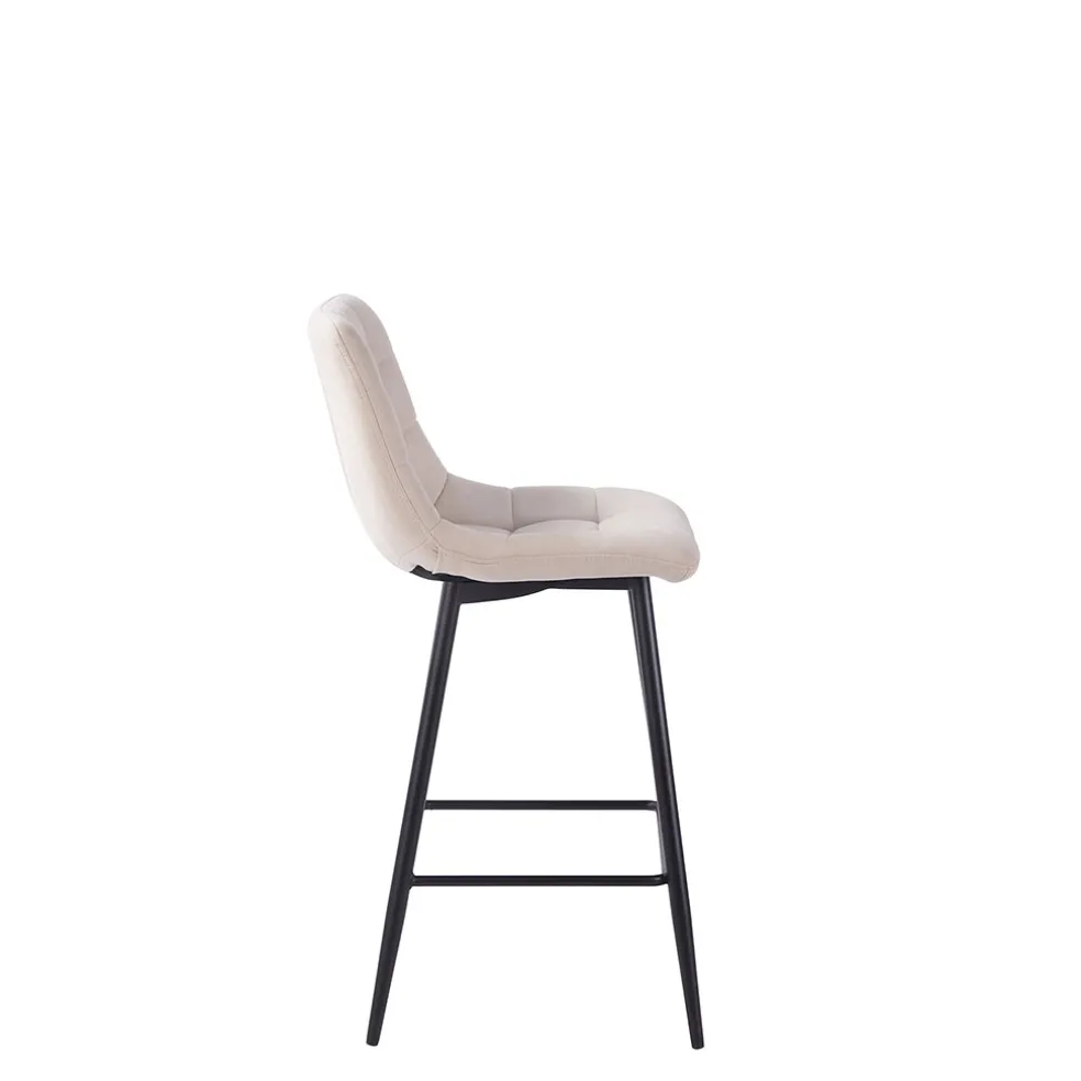 Chaise de bar en tissu matelassé blanc ivoire - Lilly