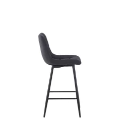 Chaise de bar en tissu matelassé antracithe - Lilly