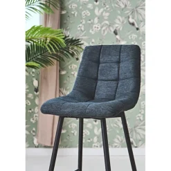 Chaise de bar en tissu matelassé antracithe - Lilly