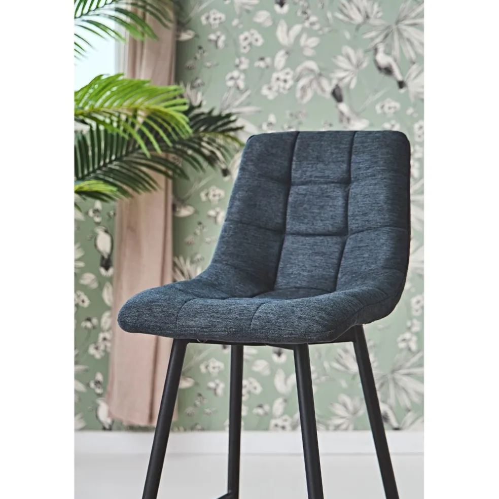 Chaise de bar en tissu matelassé antracithe - Lilly