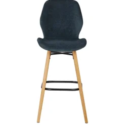 Chaise de bar en tissu soft touch bleu foncé h65cm - Keri