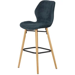 Chaise de bar en tissu soft touch bleu foncé h65cm - Keri