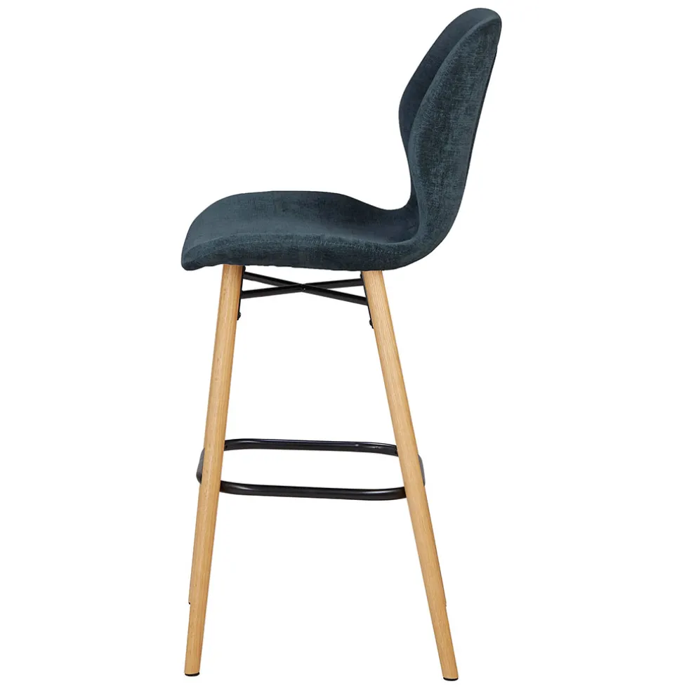 Chaise de bar en tissu soft touch bleu foncé h65cm - Keri