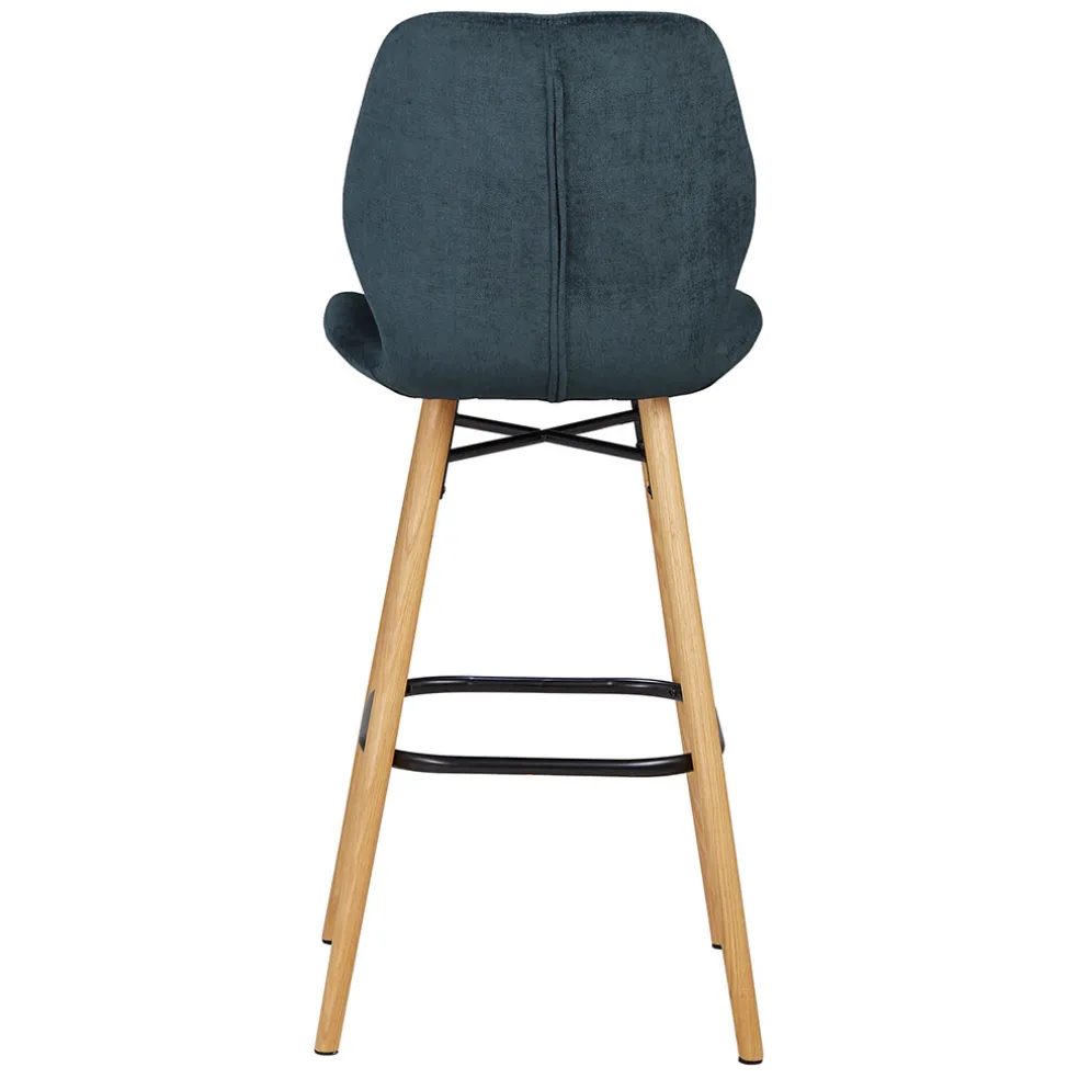 Chaise de bar en tissu soft touch bleu foncé h65cm - Keri