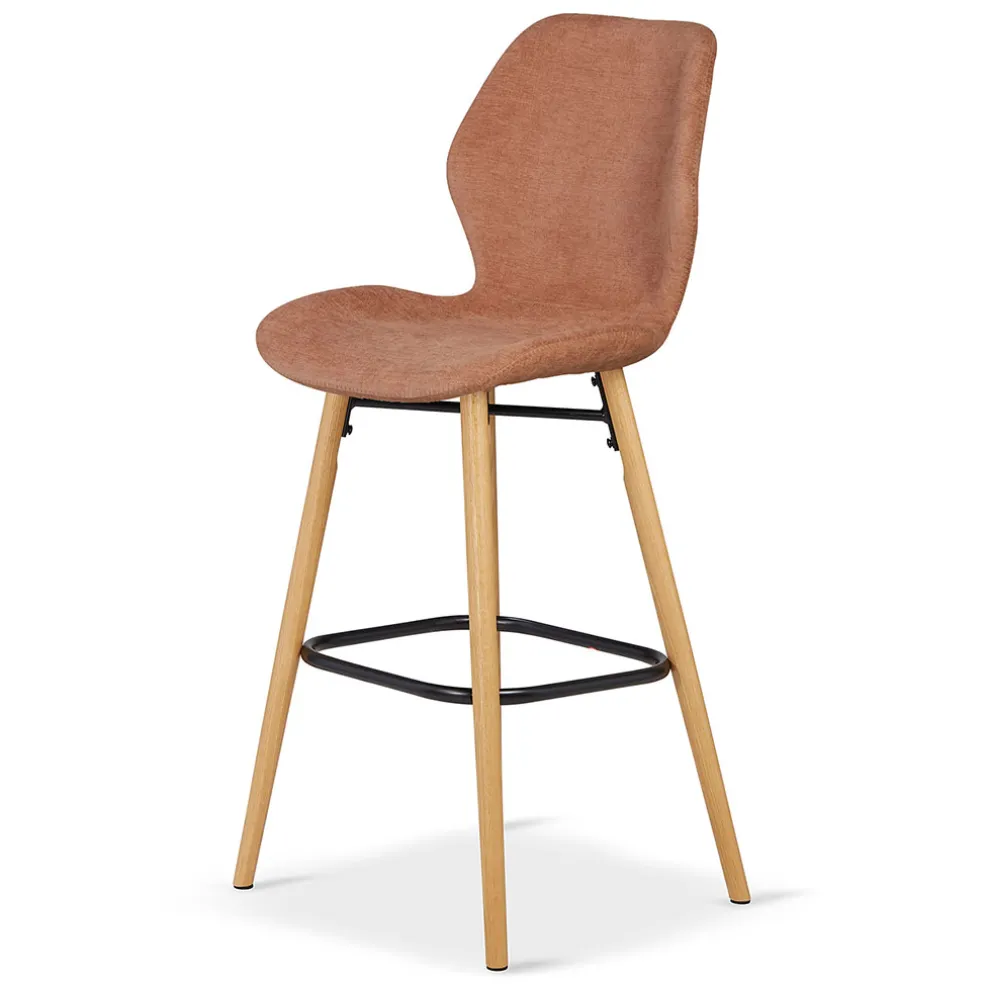 Chaise de bar en tissu soft touch nèfle h65cm - Keri