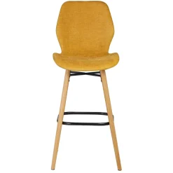 Chaise de bar en tissu soft touch moutarde h65cm - Keri