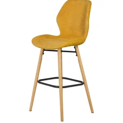 Chaise de bar en tissu soft touch moutarde h65cm - Keri