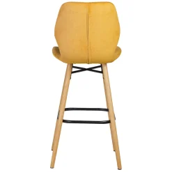 Chaise de bar en tissu soft touch moutarde h65cm - Keri