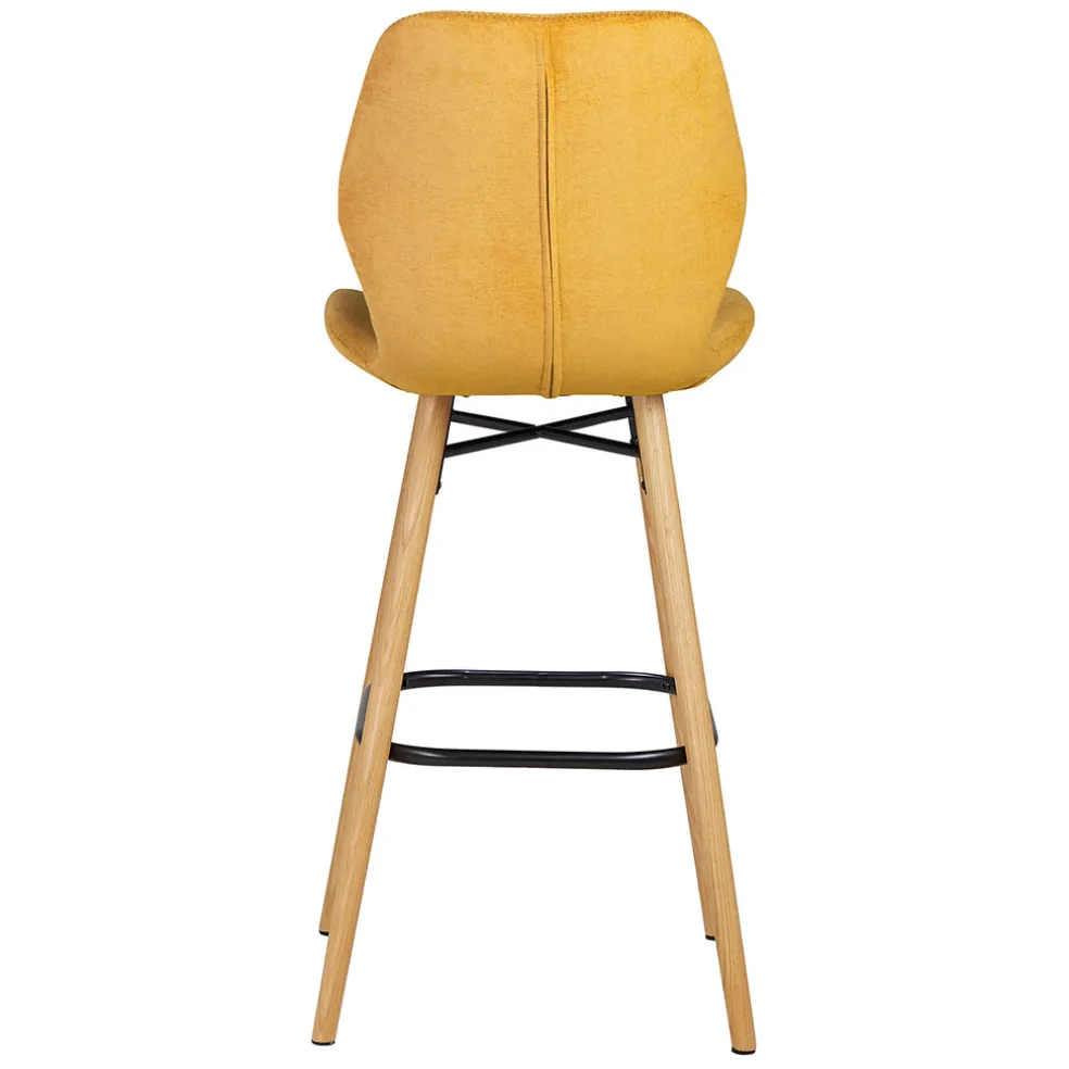 Chaise de bar en tissu soft touch moutarde h65cm - Keri