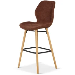 Chaise de bar en tissu soft touch acajou h65cm - Keri