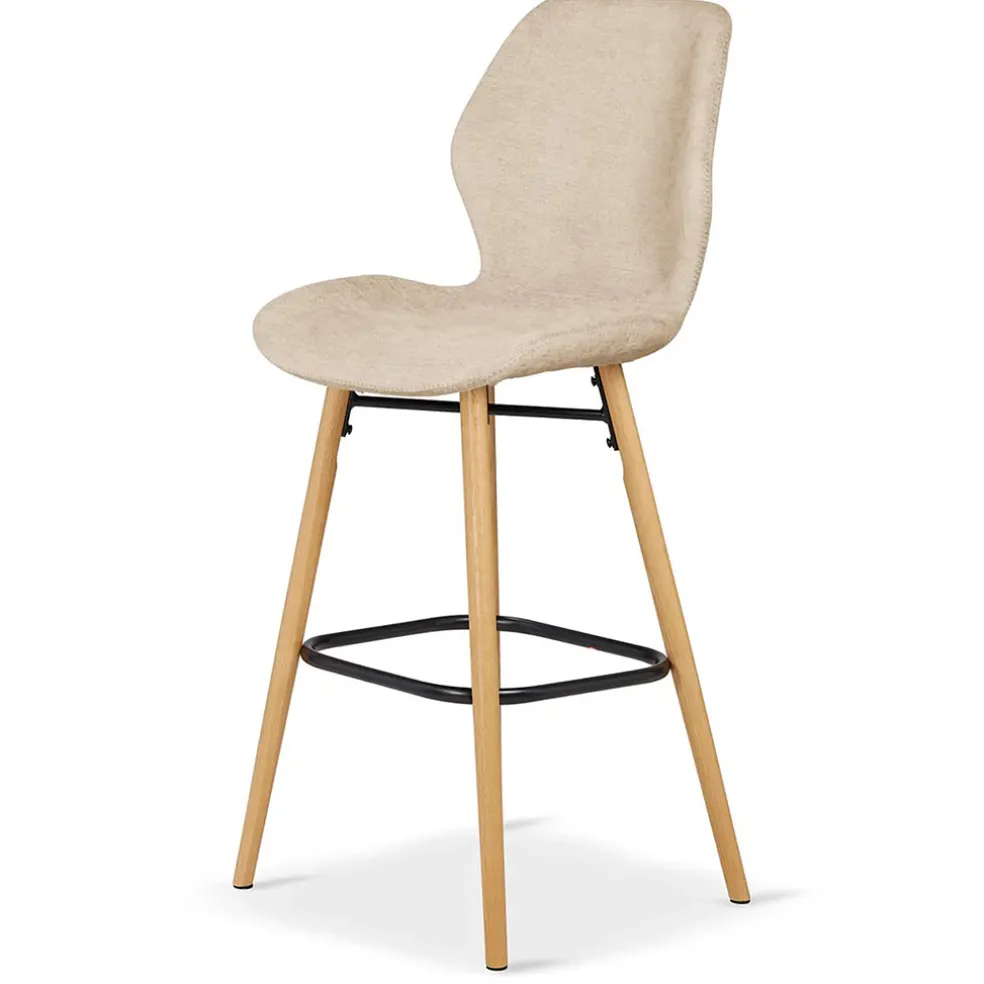 Chaise de bar en tissu soft touch sable h65cm - Keri