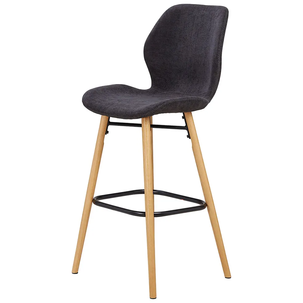 Chaise de bar en tissu soft touch noir h65cm - Keri