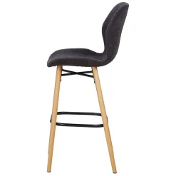 Chaise de bar en tissu soft touch noir h65cm - Keri