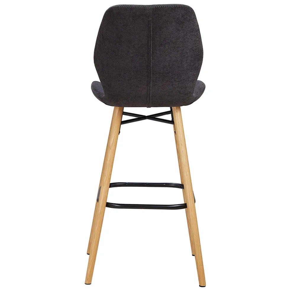 Chaise de bar en tissu soft touch noir h65cm - Keri