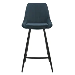 Chaise de bar en velours côtelé bleu foncé h67cm - Ben