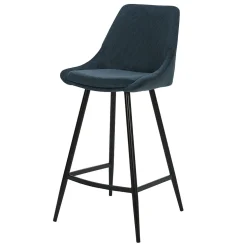 Chaise de bar en velours côtelé bleu foncé h67cm - Ben