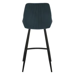 Chaise de bar en velours côtelé bleu foncé h67cm - Ben