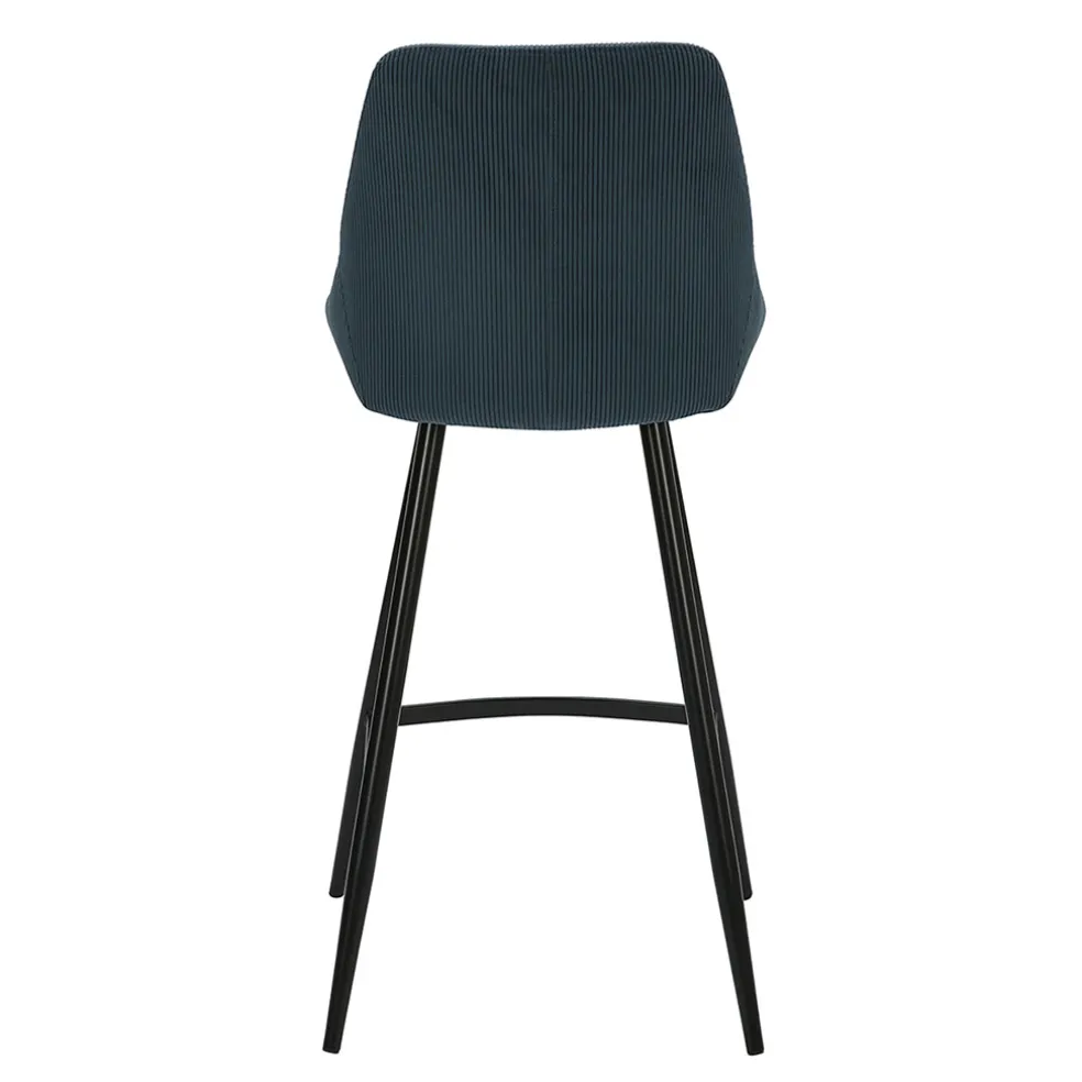 Chaise de bar en velours côtelé bleu foncé h67cm - Ben