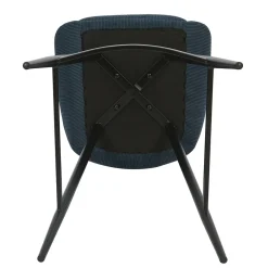 Chaise de bar en velours côtelé bleu foncé h67cm - Ben