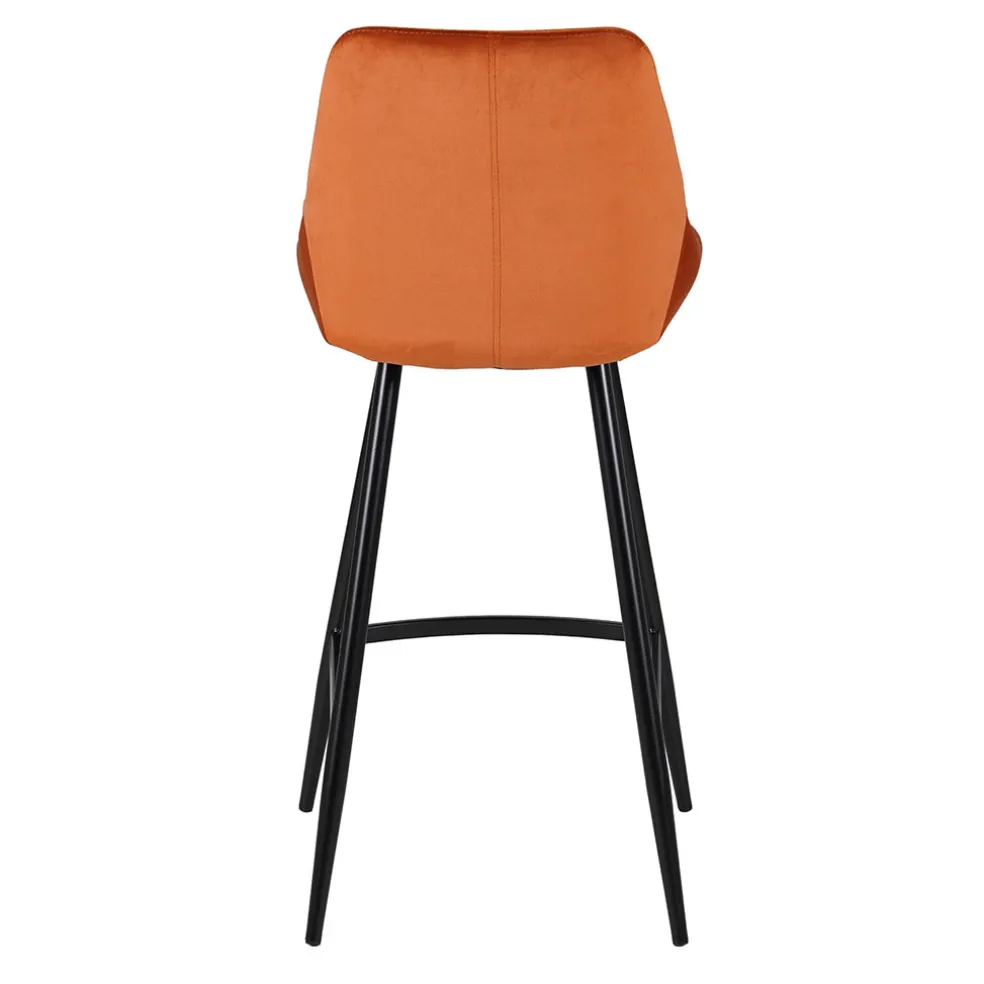 Chaise de bar en velours cognac h75cm - Ben