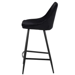 Chaise de bar en velours côtelé noir h75cm - Ben