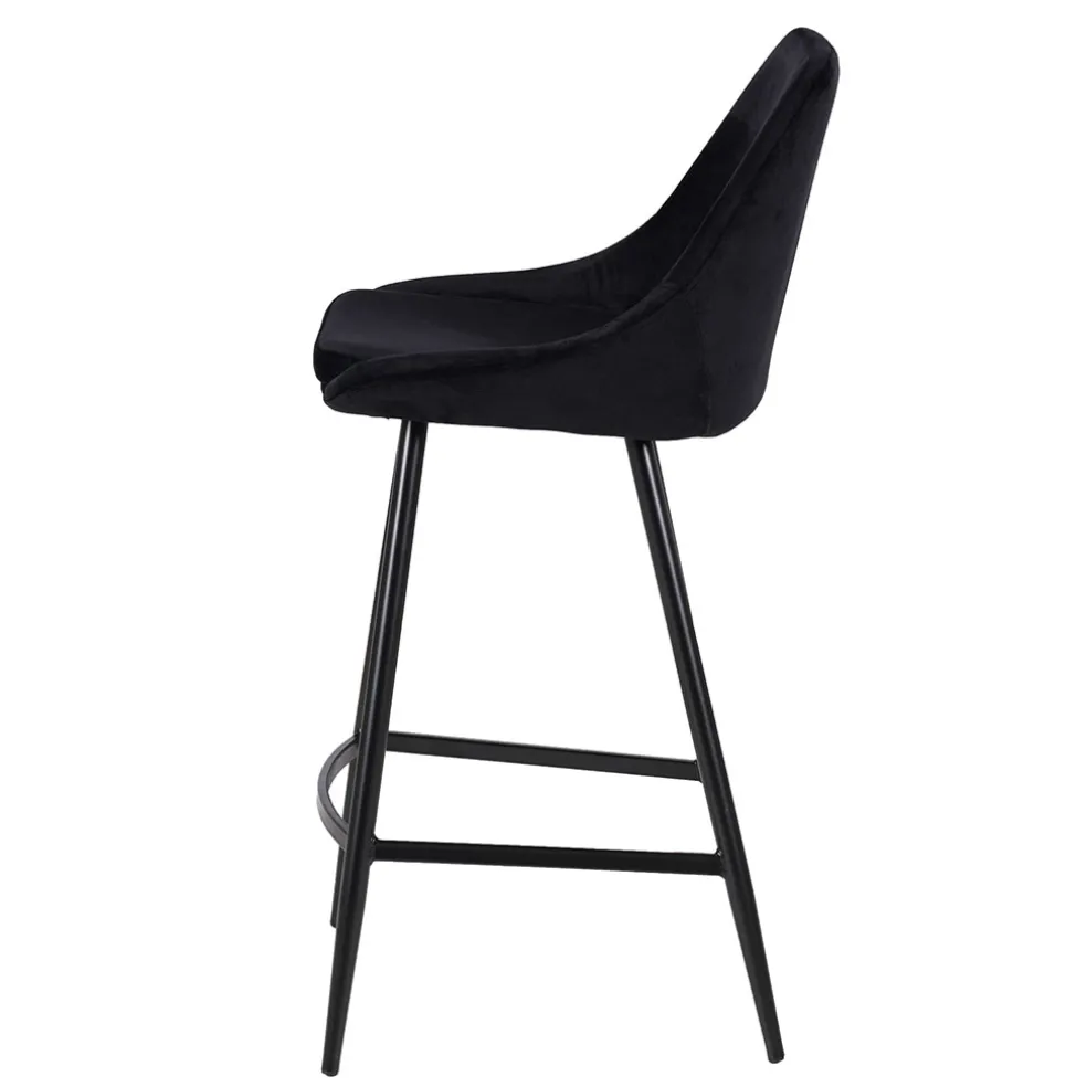 Chaise de bar en velours côtelé noir h75cm - Ben