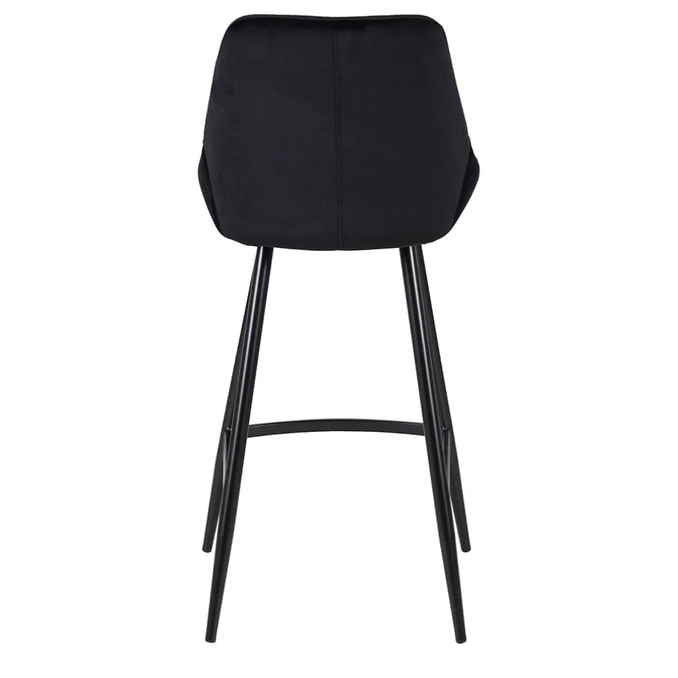 Chaise de bar en velours côtelé noir h75cm - Ben