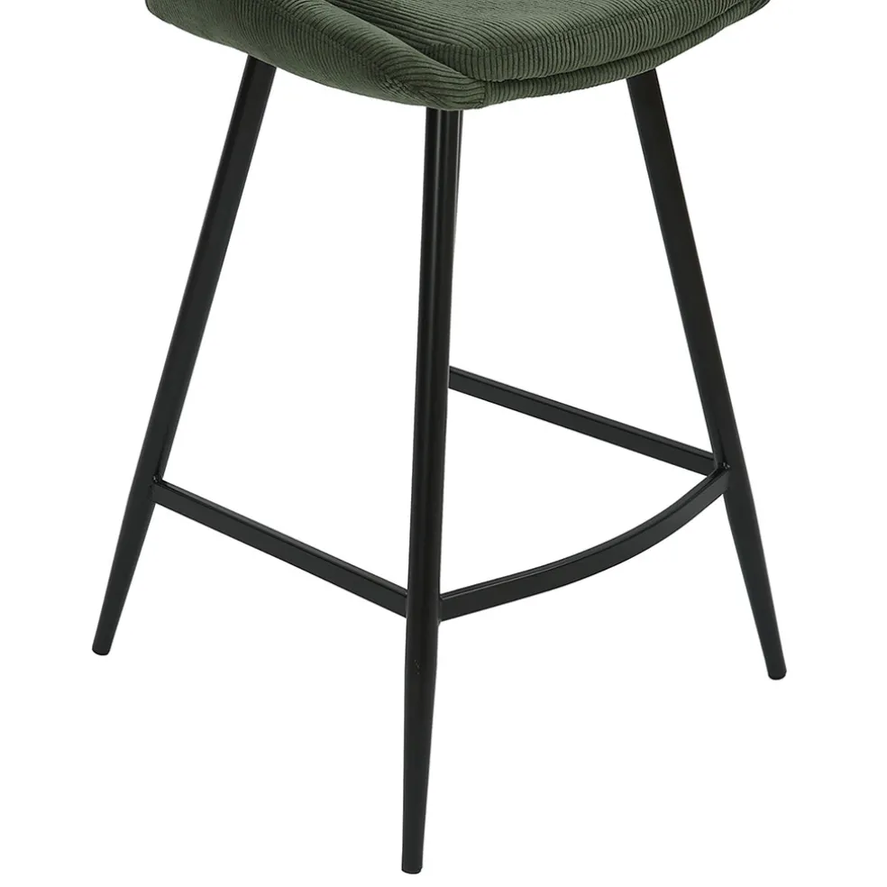 Chaise de bar en velours côtelé vert sapin h67cm - Ben