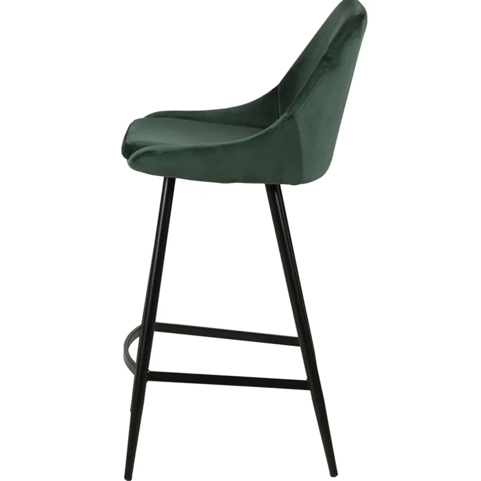 Chaise de bar en velours vert h67cm - Ben